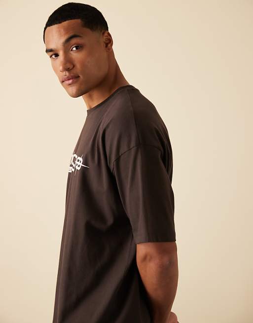 ASOS DESIGN Oversized T-shirt With City Graphic In Brown
