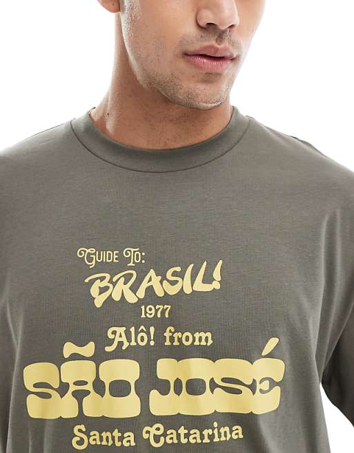 ASOS DESIGN Oversized T-shirt With City Graphic In Khaki