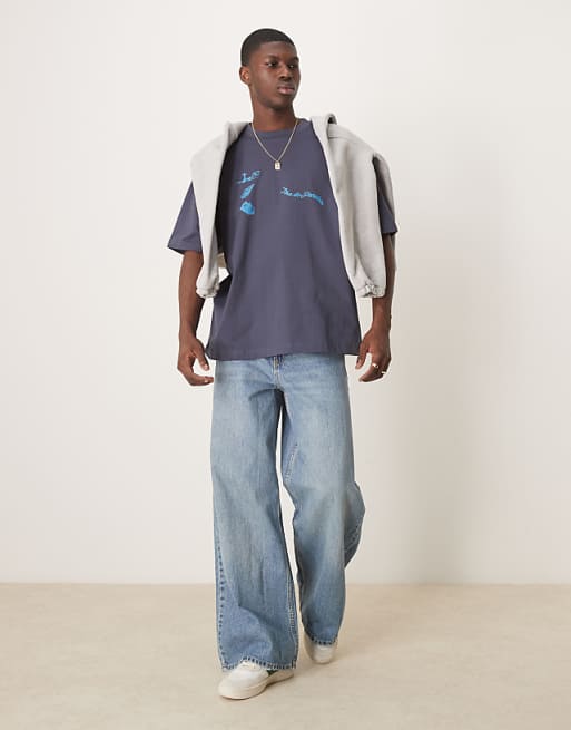 ASOS DESIGN Oversized T-shirt With City Graphic In Navy