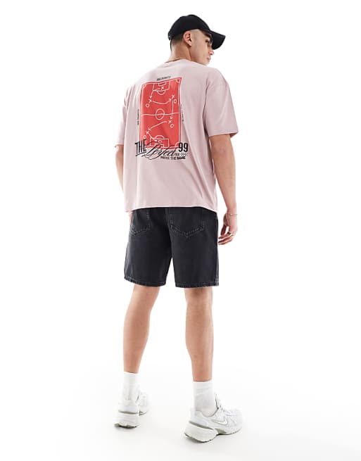 ASOS DESIGN Oversized T-shirt With Courtside Graphic In Dusty Pink