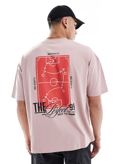 ASOS DESIGN oversized t-shirt with courtside graphic in dusty pink