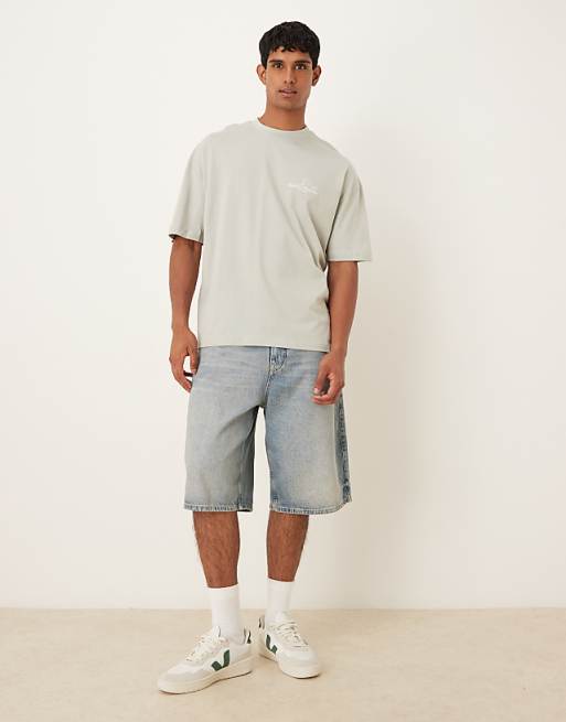 ASOS DESIGN Oversized T-shirt With Floral Graphic In Light Grey