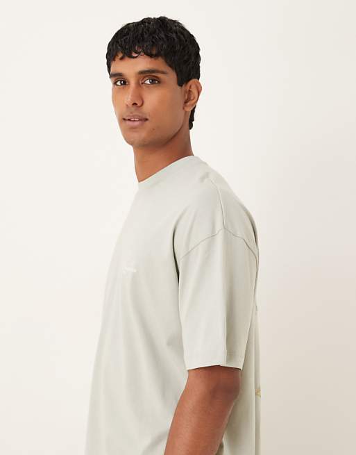 ASOS DESIGN Oversized T-shirt With Floral Graphic In Light Grey
