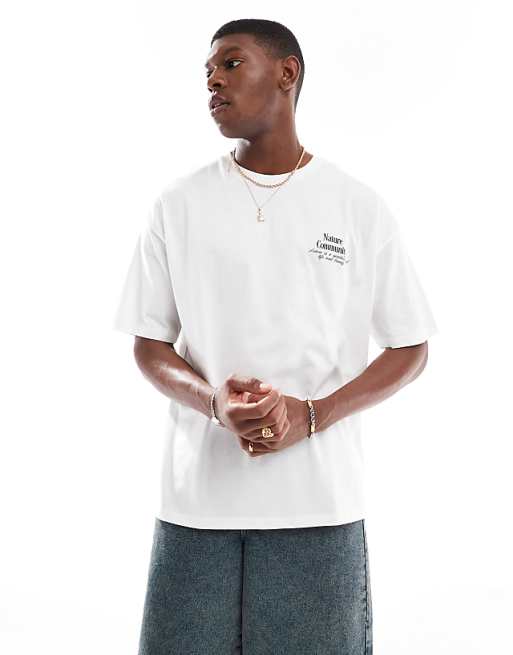 ASOS DESIGN Oversized T-shirt With Floral Graphic In White