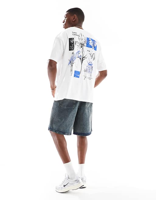 ASOS DESIGN Oversized T-shirt With Floral Graphic In White