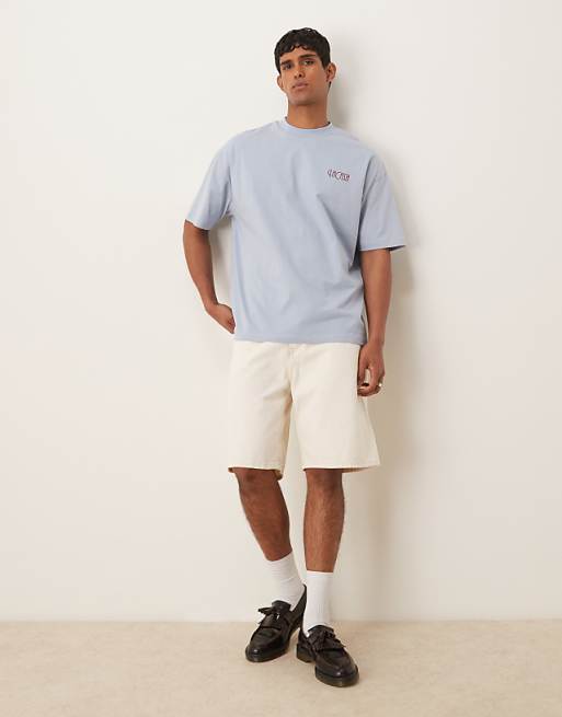 ASOS DESIGN Oversized T-shirt With Floral Graphic In Light Blue