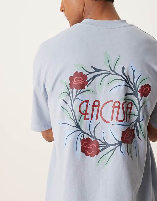 ASOS DESIGN Oversized T-shirt With Floral Graphic In Light Blue