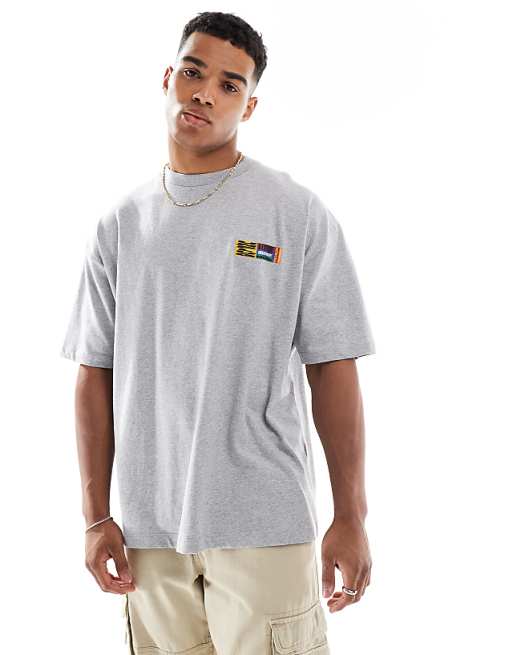 ASOS DESIGN Oversized T-shirt With Front And Back Print In Grey Marl