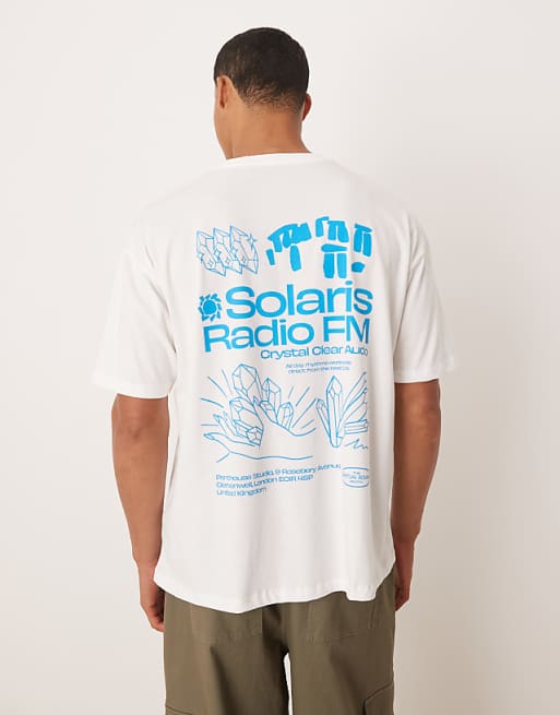 ASOS DESIGN oversized t-shirt with front and back graphic in white