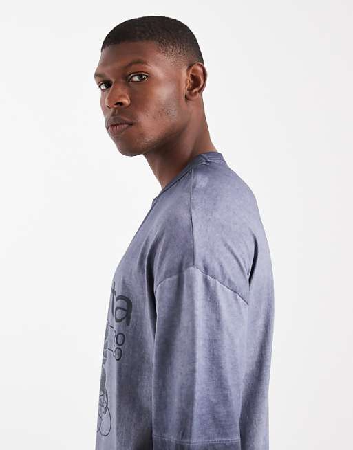 ASOS DESIGN Oversized T-shirt With Front Chest Graphic In Washed Blue