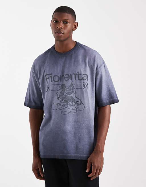 ASOS DESIGN oversized t-shirt with front chest graphic in washed blue