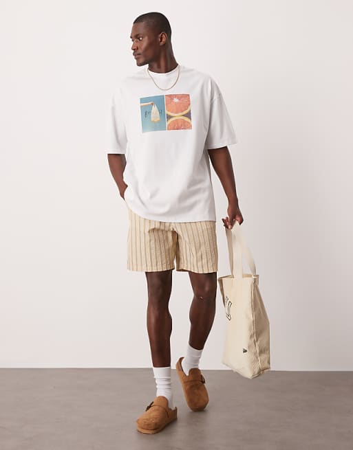 ASOS DESIGN Oversized T-shirt With Front Chest Print In White