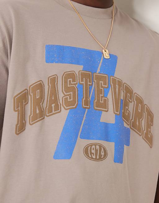 ASOS DESIGN Oversized T-shirt With Front City Graphic In Brown