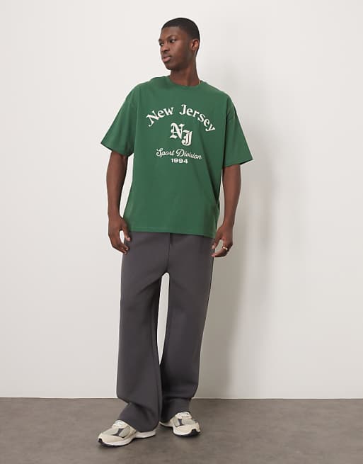 ASOS DESIGN Oversized T-shirt With Front City Graphic In Dark Green