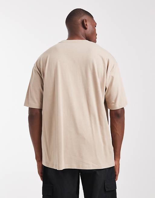 ASOS DESIGN Oversized T-shirt With Front Embroidery In Stone
