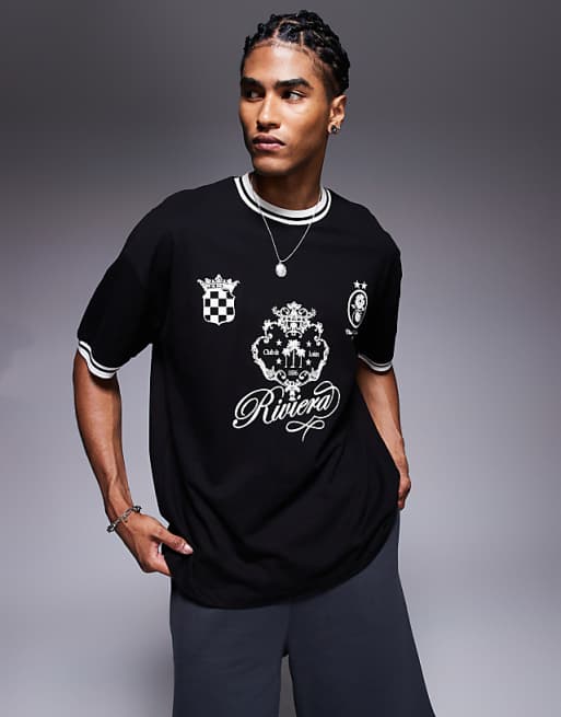 ASOS DESIGN oversized t-shirt with front print in black