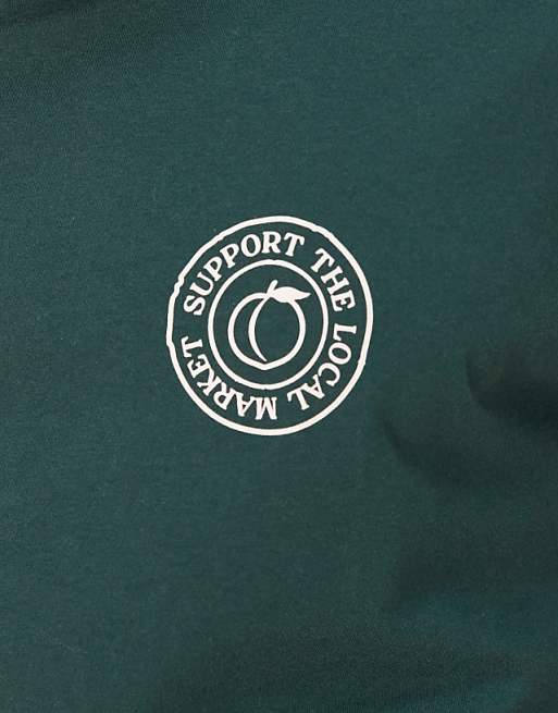ASOS DESIGN Oversized T-shirt With Fruit Graphic In Dark Green