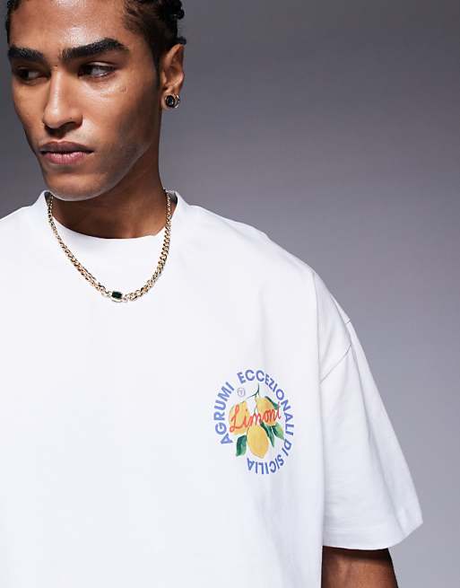 ASOS DESIGN Oversized T-shirt With Fruit Graphic In White