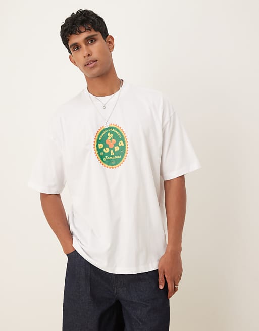 ASOS DESIGN oversized t-shirt with fruit print in white