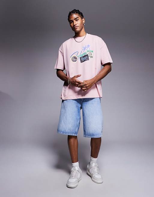 ASOS DESIGN Oversized T-shirt With High Summer Graphic In Light Pink
