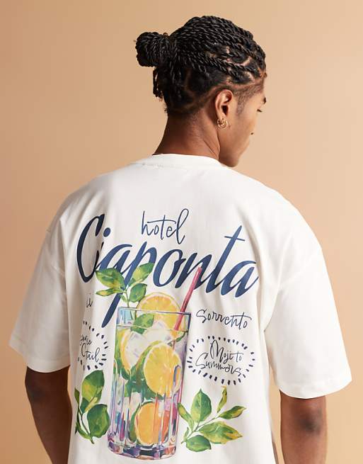 ASOS DESIGN oversized t-shirt with high summer graphic in off white