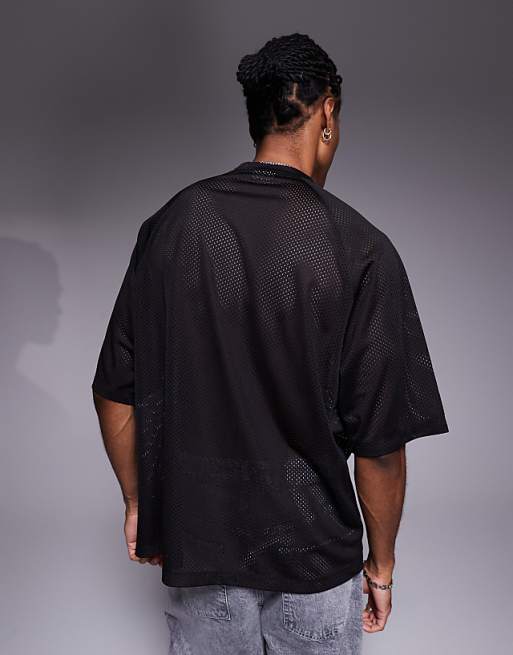 ASOS DESIGN Oversized T-shirt With Le Marais Graphic In Black Airtex