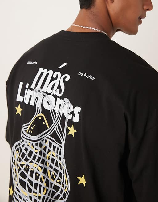 ASOS DESIGN Oversized T-shirt With Lemon Print In Black