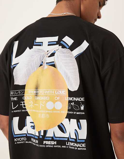 ASOS DESIGN Oversized T-shirt With Lemon Print In Black