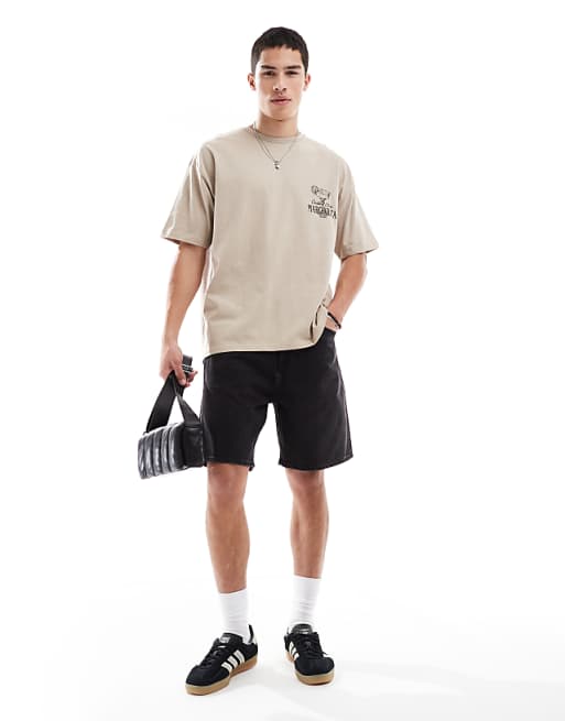 ASOS DESIGN Oversized T-shirt With Margarita Graphic In Beige