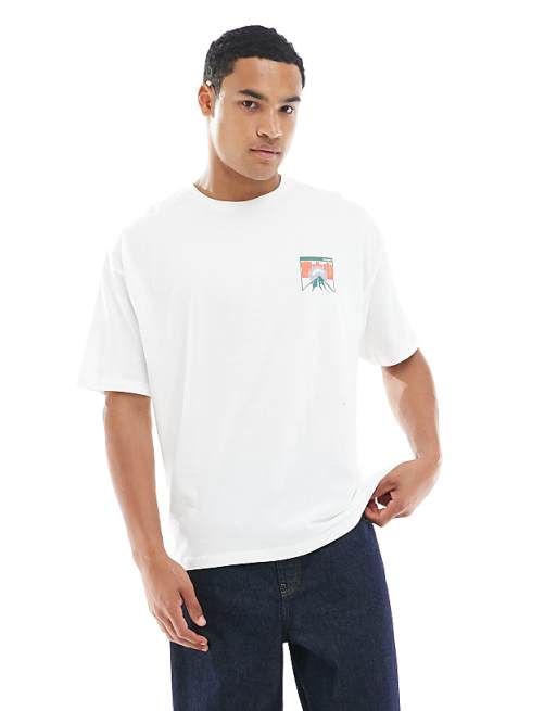 ASOS DESIGN Oversized T-shirt With Mountain Graphic In White