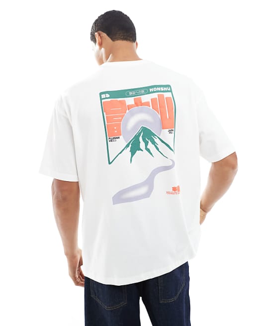 ASOS DESIGN oversized t-shirt with mountain graphic in white