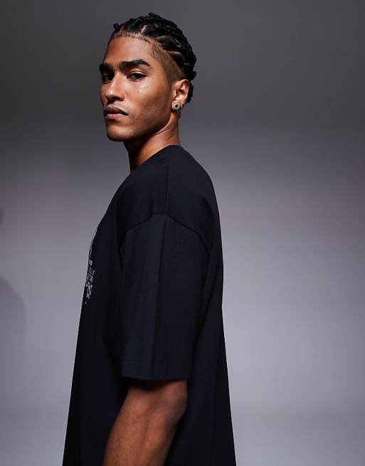 ASOS DESIGN Oversized T-shirt With Multi-placement Graphic In Black