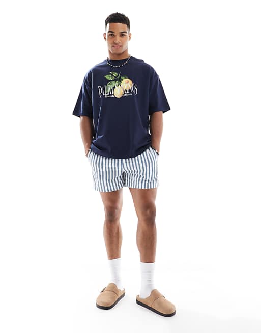 ASOS DESIGN Oversized T-shirt With Palm Springs Graphic In Navy