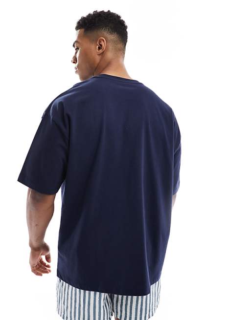 ASOS DESIGN Oversized T-shirt With Palm Springs Graphic In Navy