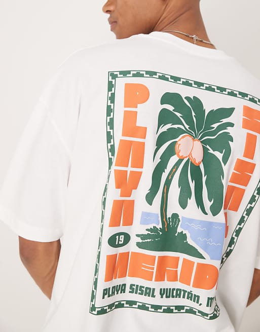 ASOS DESIGN Oversized T-shirt With Palm Tree Graphic In White