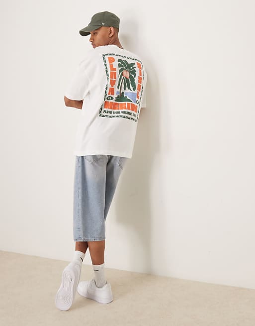 ASOS DESIGN Oversized T-shirt With Palm Tree Graphic In White