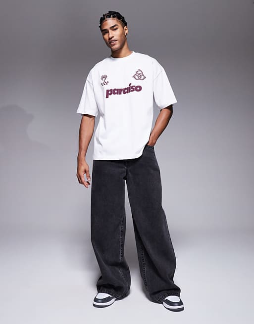 ASOS DESIGN Oversized T-shirt With Paraiso Graphic In White
