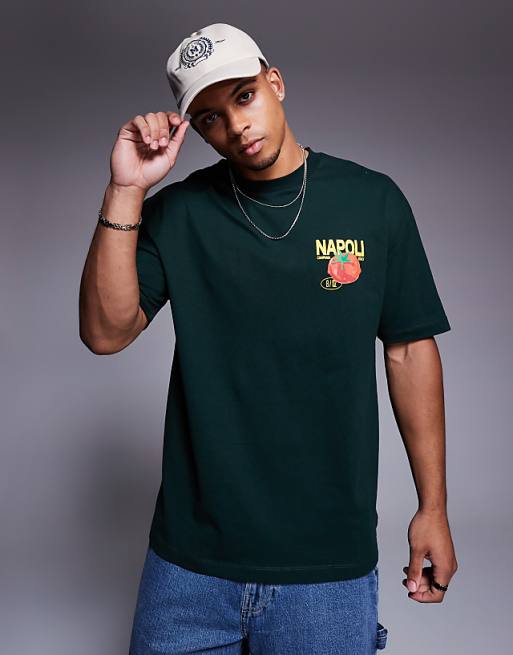 ASOS DESIGN Oversized T-shirt With Pomodoro Graphic In Dark Green