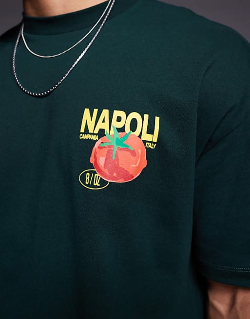ASOS DESIGN Oversized T-shirt With Pomodoro Graphic In Dark Green