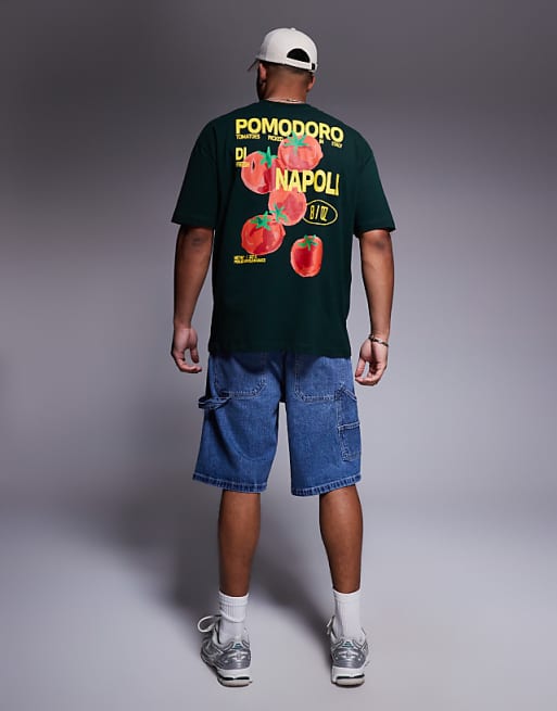 ASOS DESIGN Oversized T-shirt With Pomodoro Graphic In Dark Green