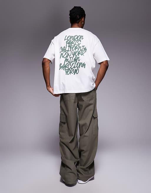 ASOS DESIGN Oversized T-shirt With Puff City Text Graphic In White
