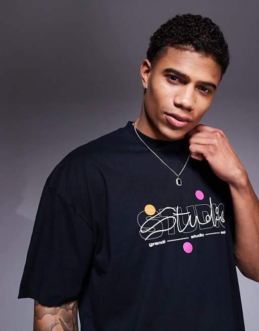 ASOS DESIGN Oversized T-shirt With Puff Text Graphic In Black