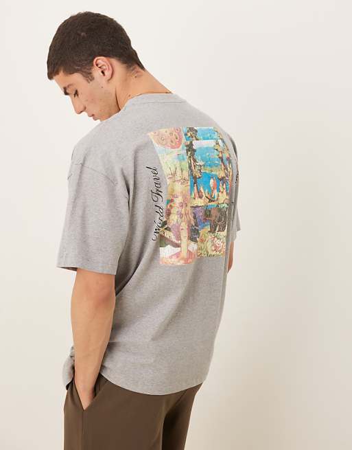 ASOS DESIGN oversized t-shirt with scenic graphic in grey marl