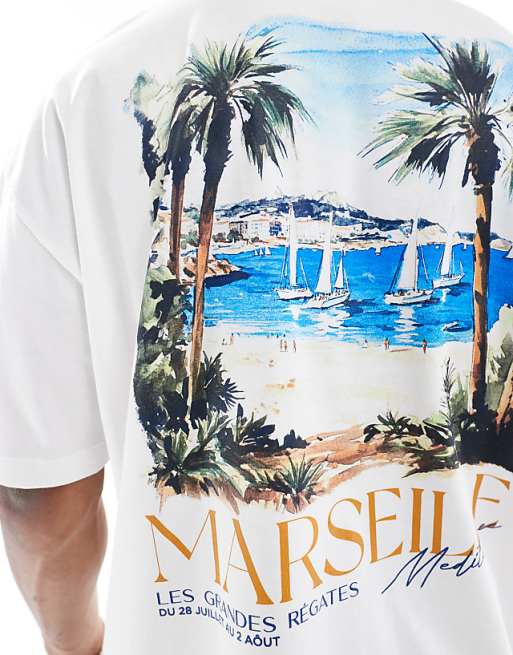 ASOS DESIGN Oversized T-shirt With Scenic Graphic In White
