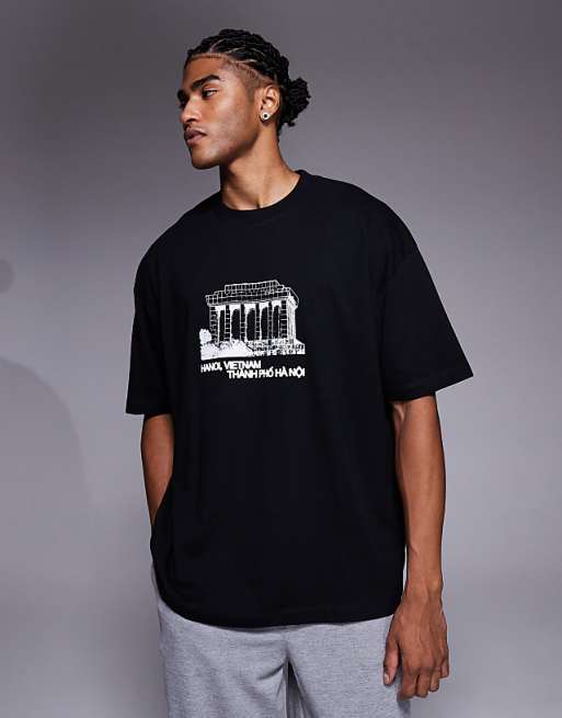 ASOS DESIGN oversized t-shirt with scenic graphic in black