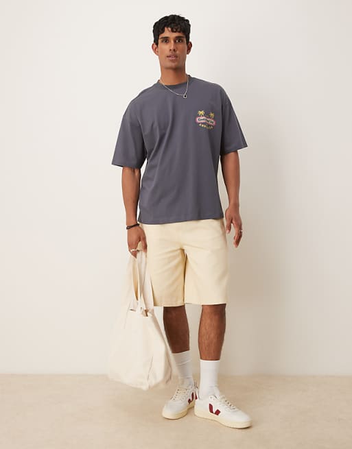 ASOS DESIGN Oversized T-shirt With Scenic Pirnt In Washed Black