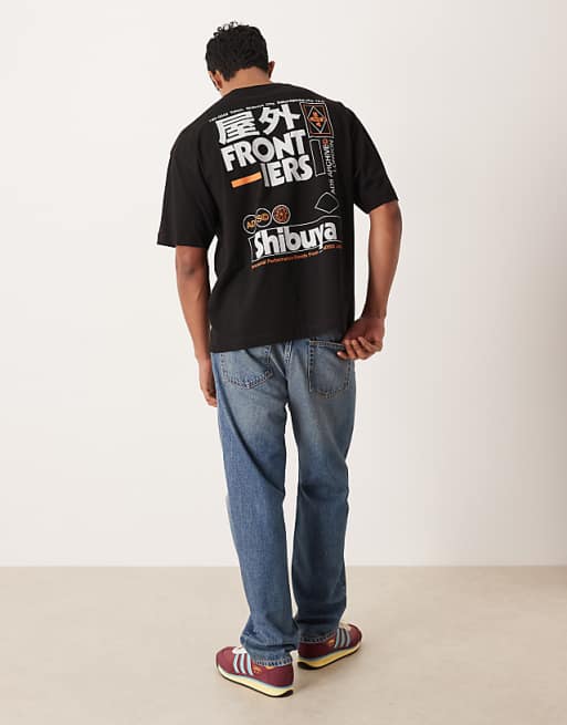 ASOS DESIGN Oversized T-shirt With Shibuya Text Graphic With Black