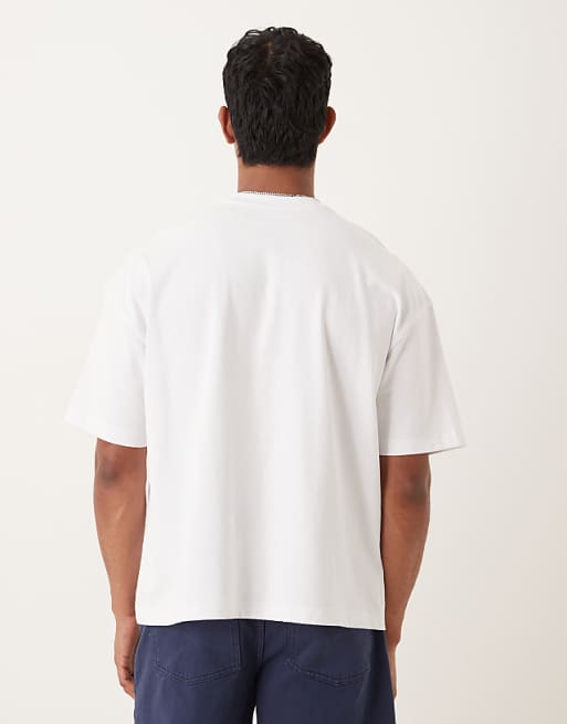 ASOS DESIGN Oversized T-shirt With Shoulder Piping And Embroidery In White