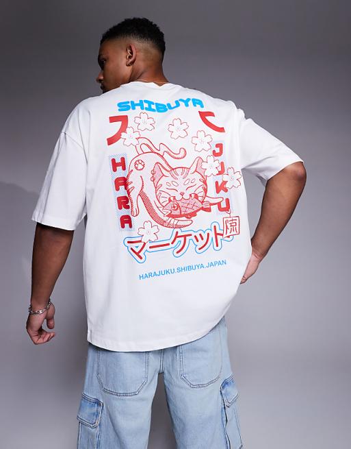 ASOS DESIGN oversized t-shirt with souvenir graphic in white