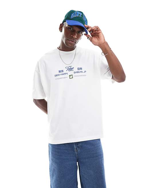 ASOS DESIGN Oversized T-shirt With Souvenir Graphic In White